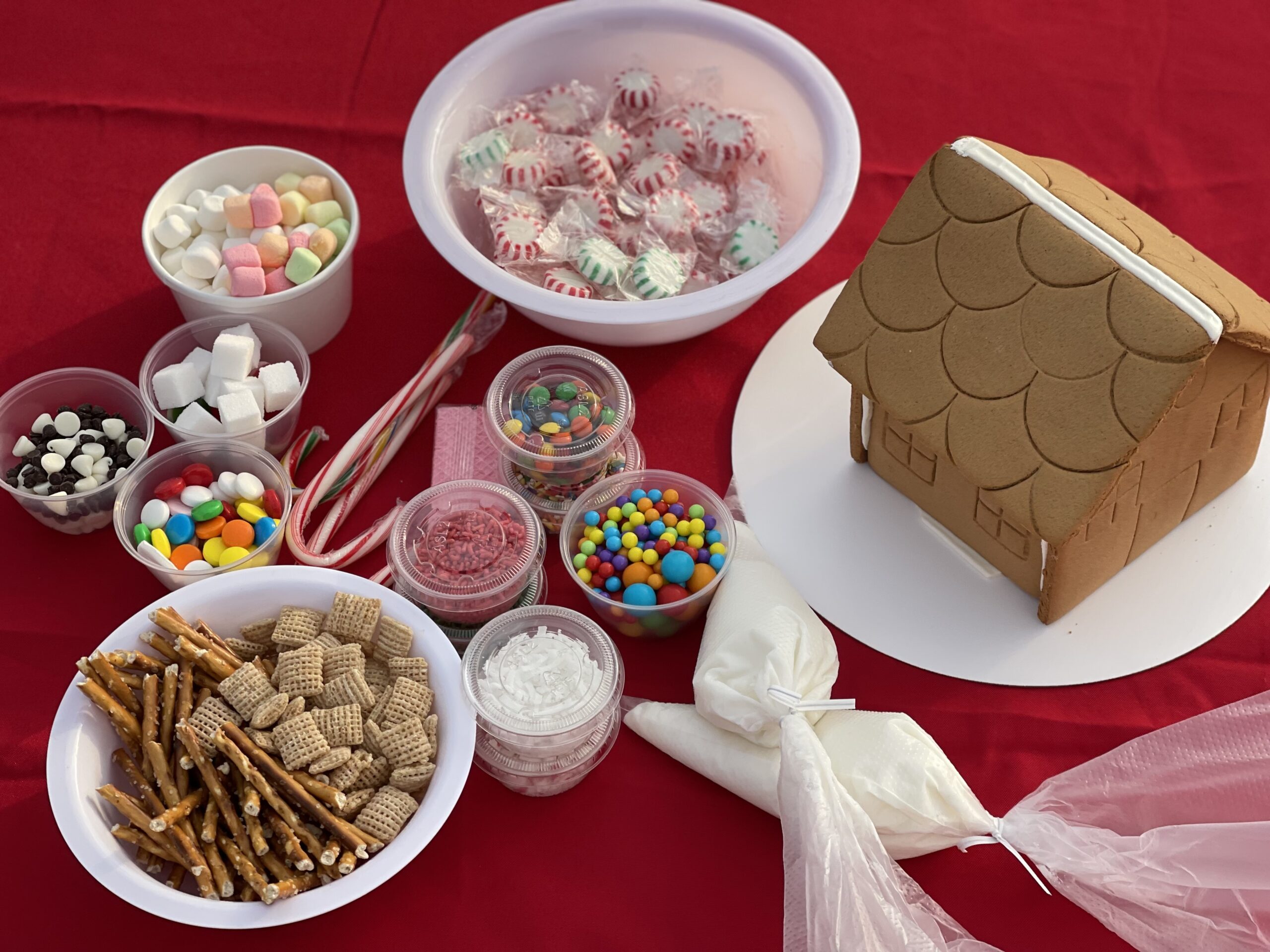 Gingerbread house and decorations