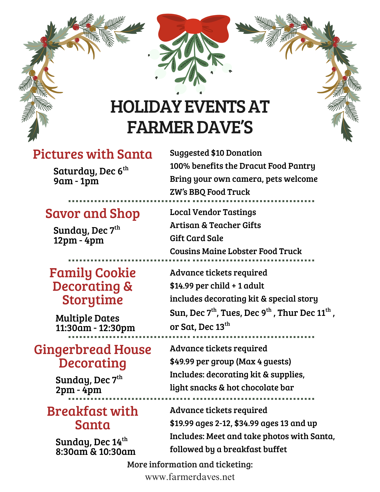 2025 Holiday Events at Farmer Dave's 